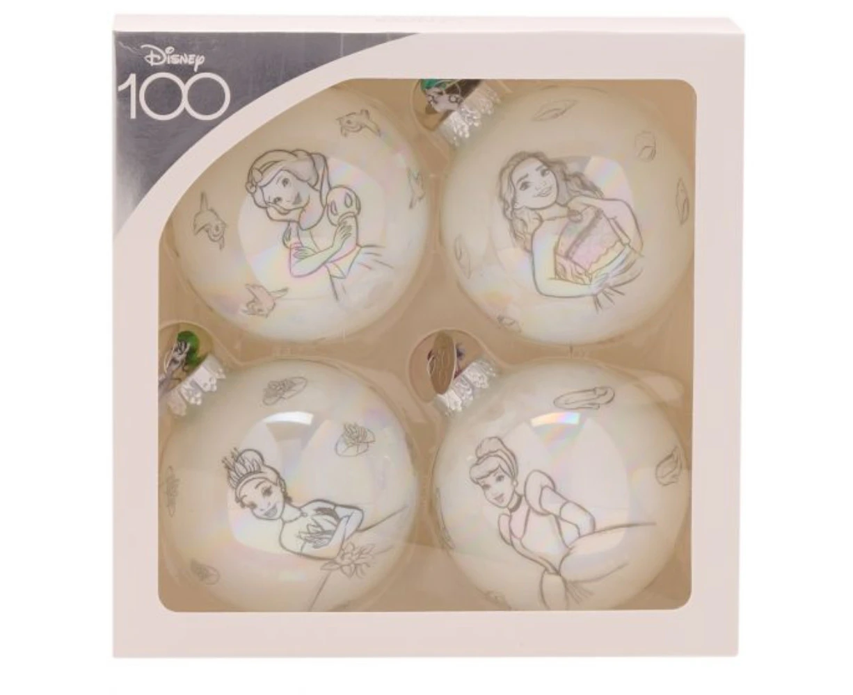 Disney 100 Christmas Baubles Princesses 4 Piece Set