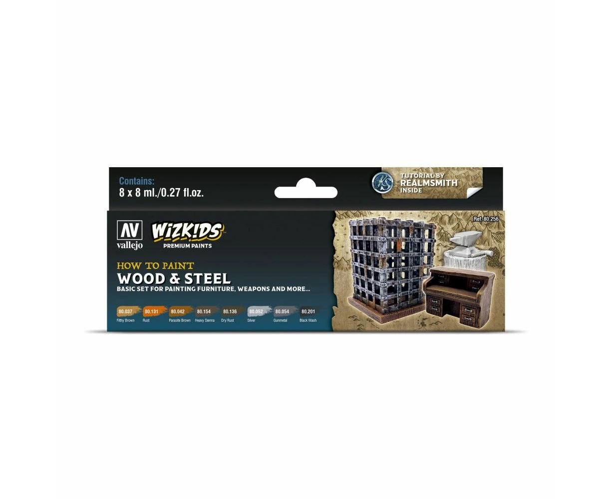 Wizkids Premium Paint Set By Vallejo: Wood and Steel