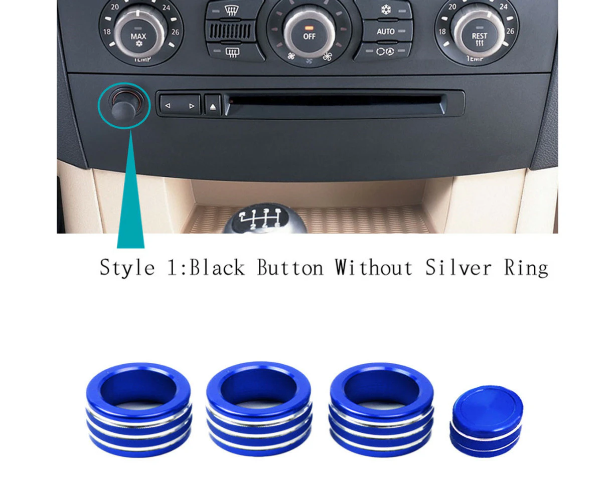 (Style 1 Blue)MaxpowerCar Interior Air Conditioner Volume Tune Knob Button Cover Trim Ring For BMW 5 Series E60 E61 2004-2010