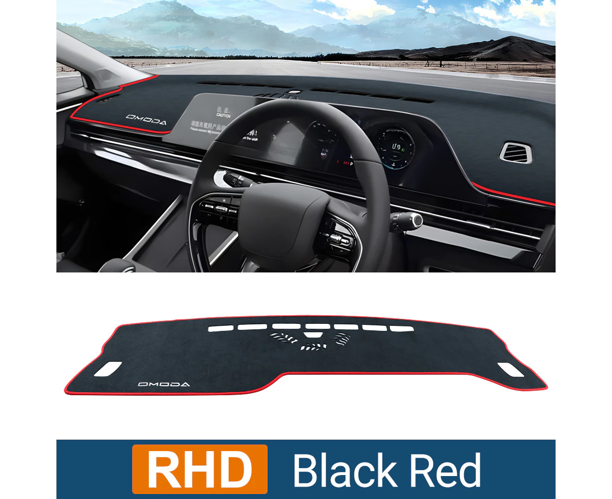 (Black Red RHD)MaxpowerFor Chery Omoda 5 C5 FX EV 2022 2023 2024 Car Dashboard Cover Avoid Light Pad Sun Shade Anti-UV Carpets Non-Slip Mat Accessories