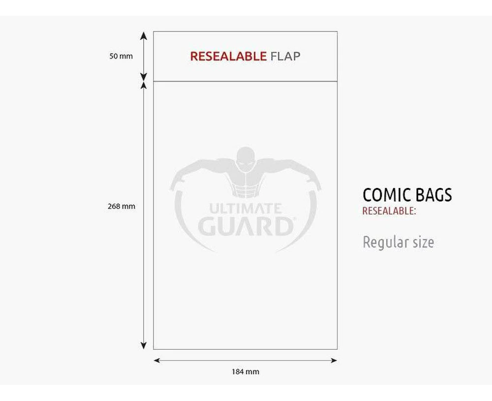 Comic Bags Resealable, 100 Pieces - Regular Size