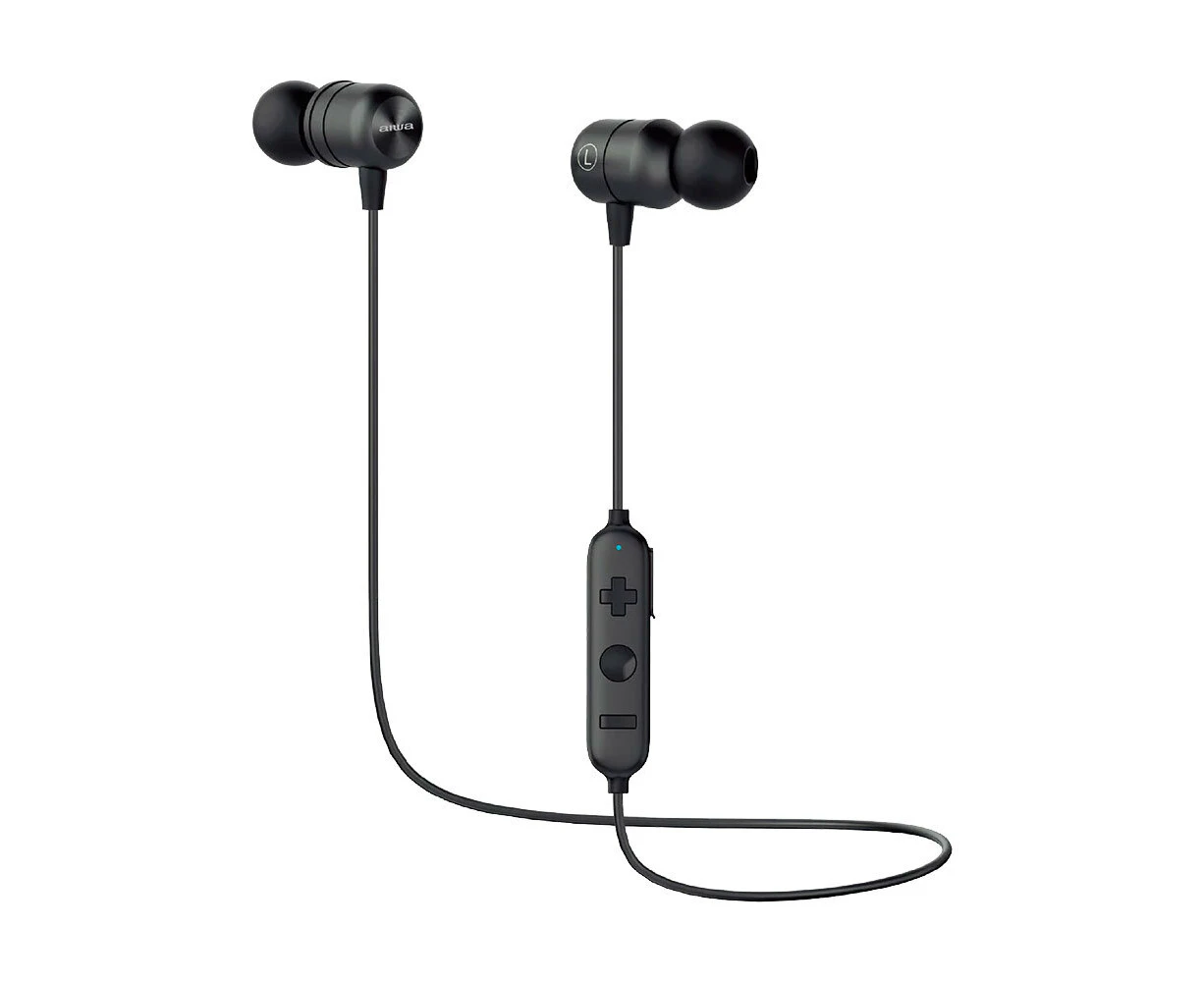 AIWA In-Ear Gel Wireless Bluetooth USB-A to USB-Micro Sports Headphones Black