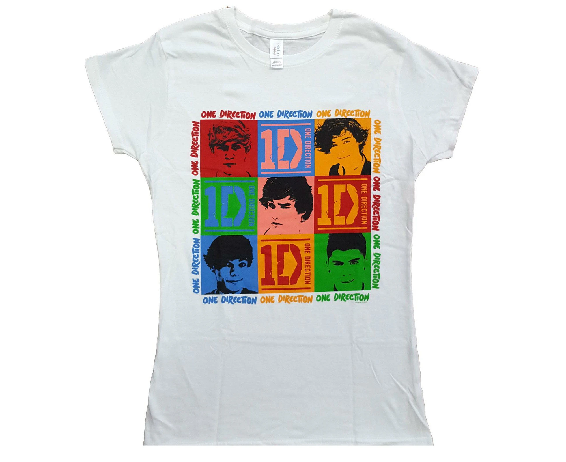 One Direction Womens Squares Skinny T-Shirt (White) - RO3779