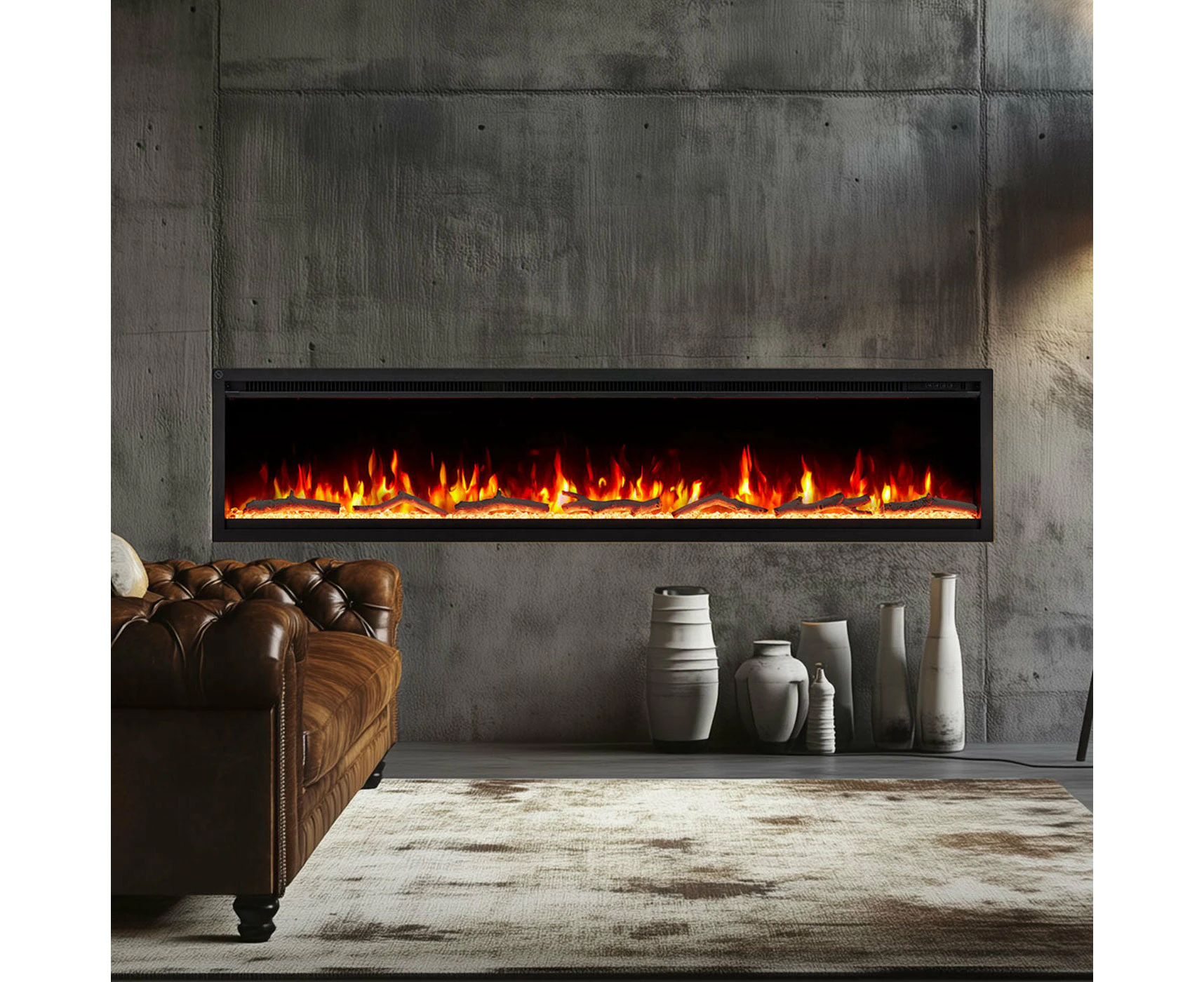 Nocturne 1500w 60 Inch Built In Recessed Electric Fireplace Extra Slim