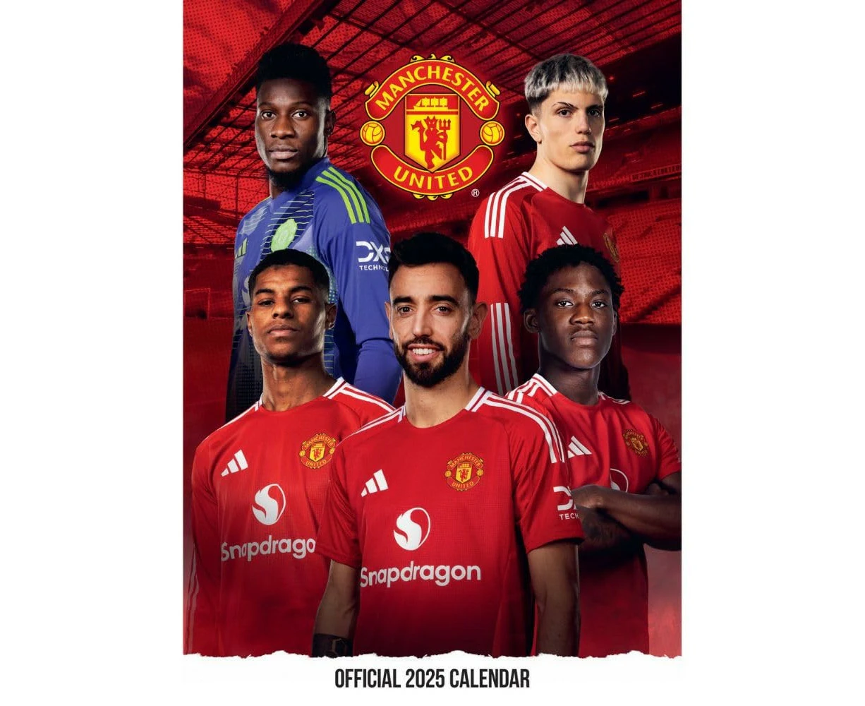 Manchester United FC 2025 A3 Wall Calendar (Red/White/Yellow) - BS4574