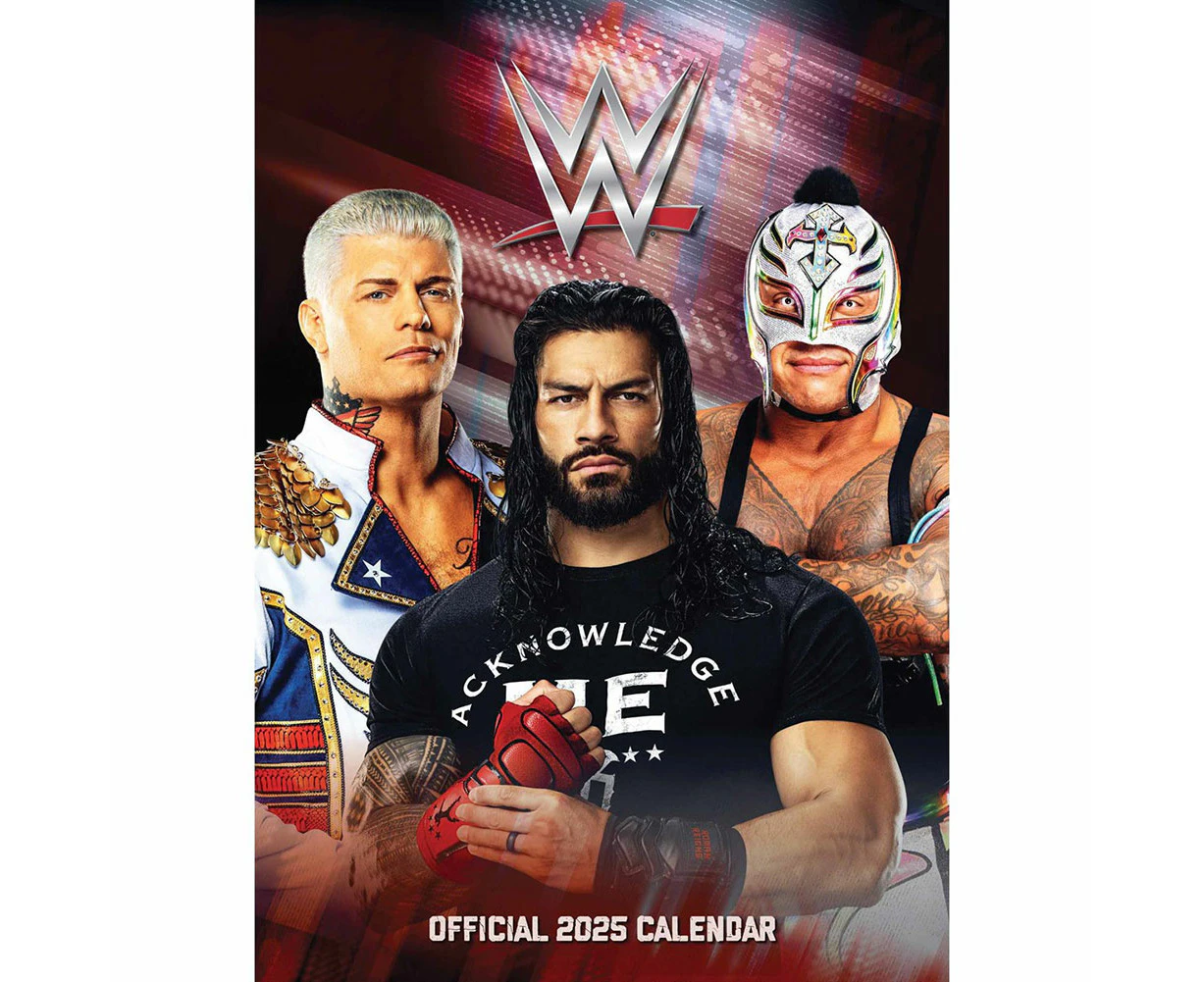 WWE 2025 Men A3 Wall Calendar (Multicoloured) - TA12640