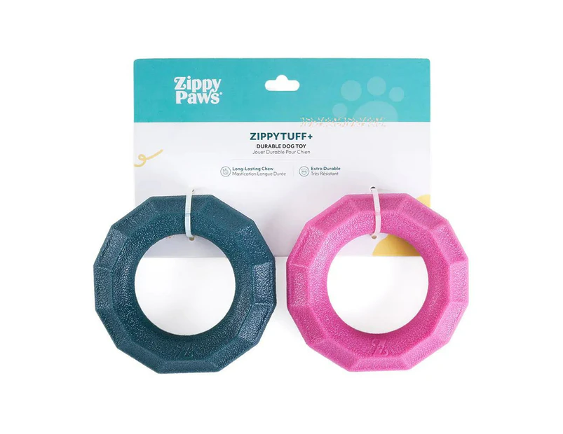 Zippy Paws ZippyTuff+ Dog Toy - Small Ring 2-Pack - Emerald & Magenta