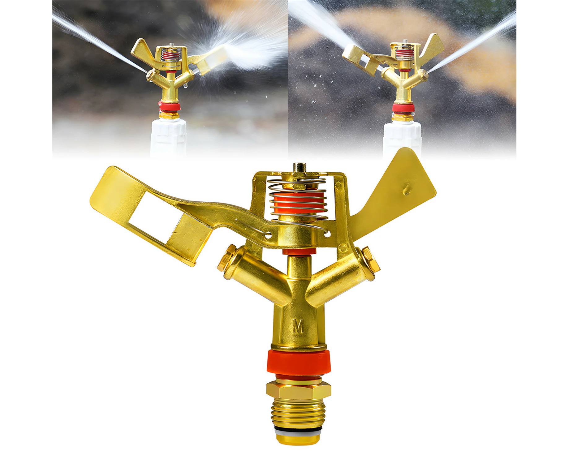 1/2 Inch Impact Sprinkler - Adjustable Distance 360 Degree Rotation Zinc Alloy Lawn Sprinkler with Nozzles Watering Sprinkler for Grass Patio Garden I