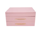 Jewelry Box PU Large Capacity Multi-Layers Jewelry Rings Earrings Storage CasePink