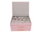 Jewelry Box PU Large Capacity Multi-Layers Jewelry Rings Earrings Storage CasePink