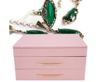 Jewelry Box PU Large Capacity Multi-Layers Jewelry Rings Earrings Storage CasePink