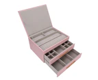 Jewelry Box PU Large Capacity Multi-Layers Jewelry Rings Earrings Storage CasePink