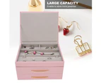 Jewelry Box PU Large Capacity Multi-Layers Jewelry Rings Earrings Storage CasePink