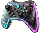 Wireless Controller for Nintendo Switch Transparent RGB, Gamepads and Joysticks for Nintendo Switch, Three RGB Modes, with Double Vibration Motor, Com