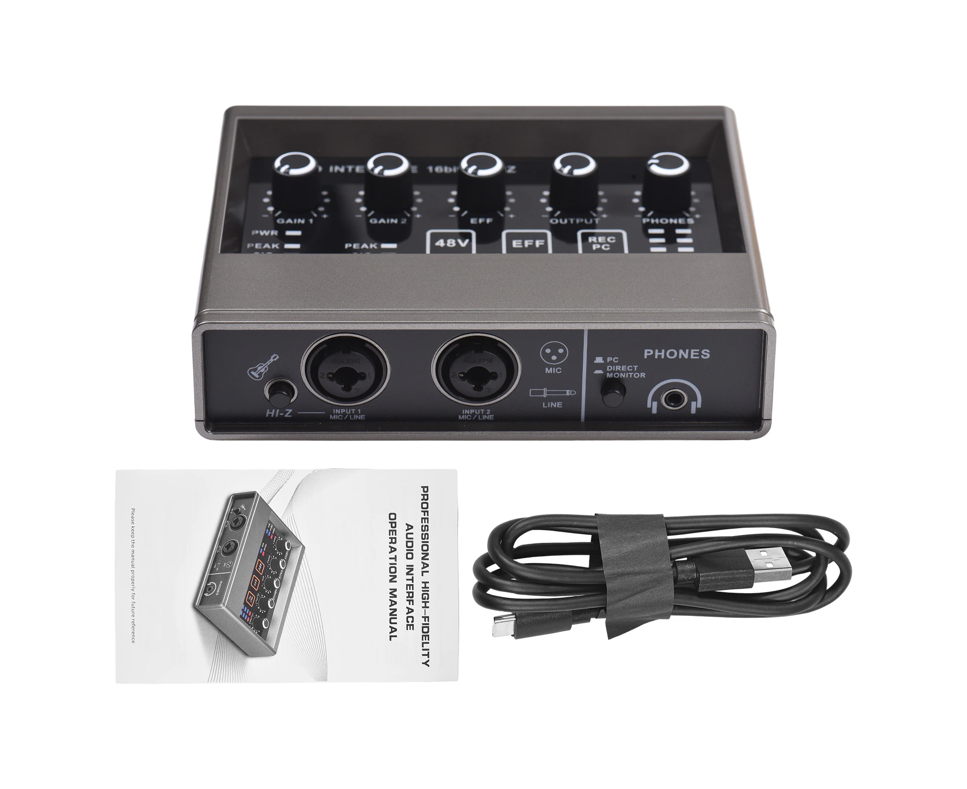 Pro Audio Interface Q16: Recording Sound Card with DSP Reverb, 48V Phantom Power for PC and Mobile Karaoke