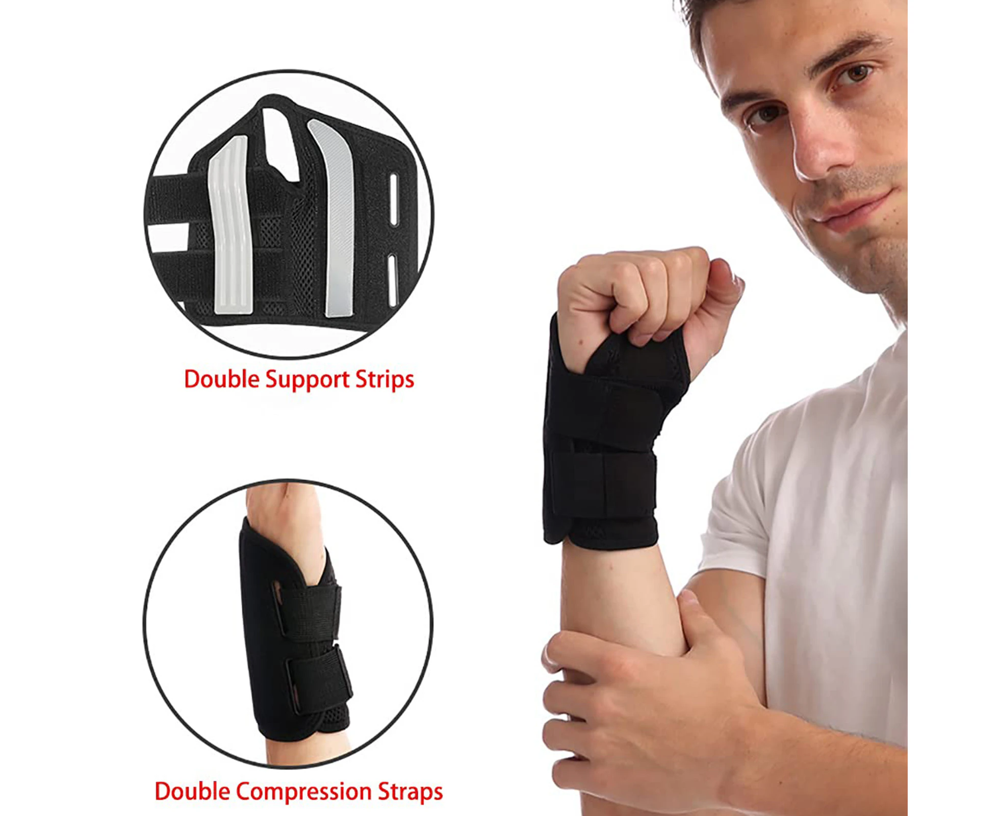 Wrist Brace Carpal Tunnel Right Left Hand for Men Women, Night Wrist Sleep Supports Splints Arm Stabilizer with Compression Sleeve Adjustable Straps,f