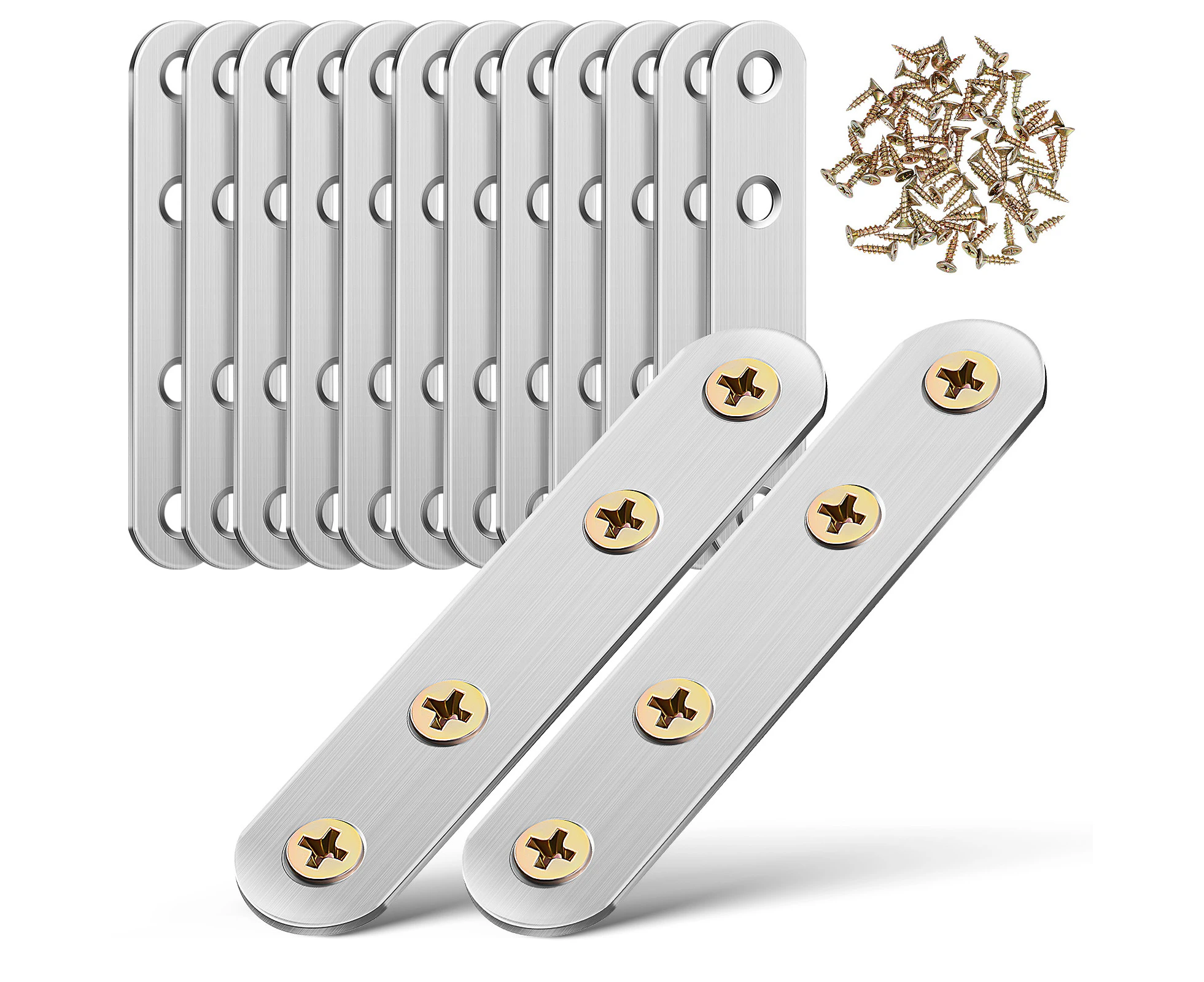 14 Pcs Flat Brackets Straight Brace Plates Mending Plate Metal Brackets With Holes Straight Brackets For Wood