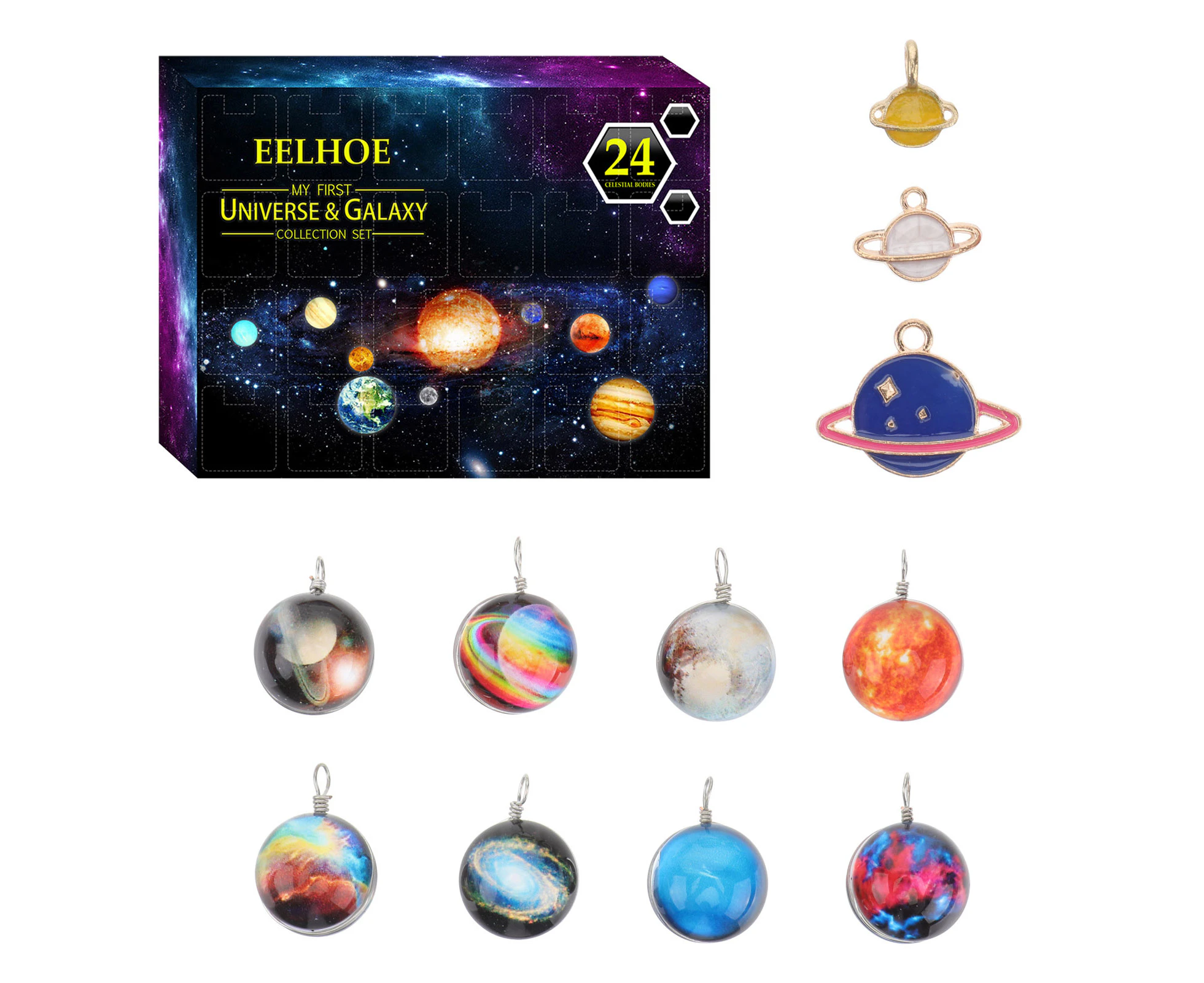 24Pcs Christmas Advent Gifts Universe Galaxy Box Planet Balls Kids Gift