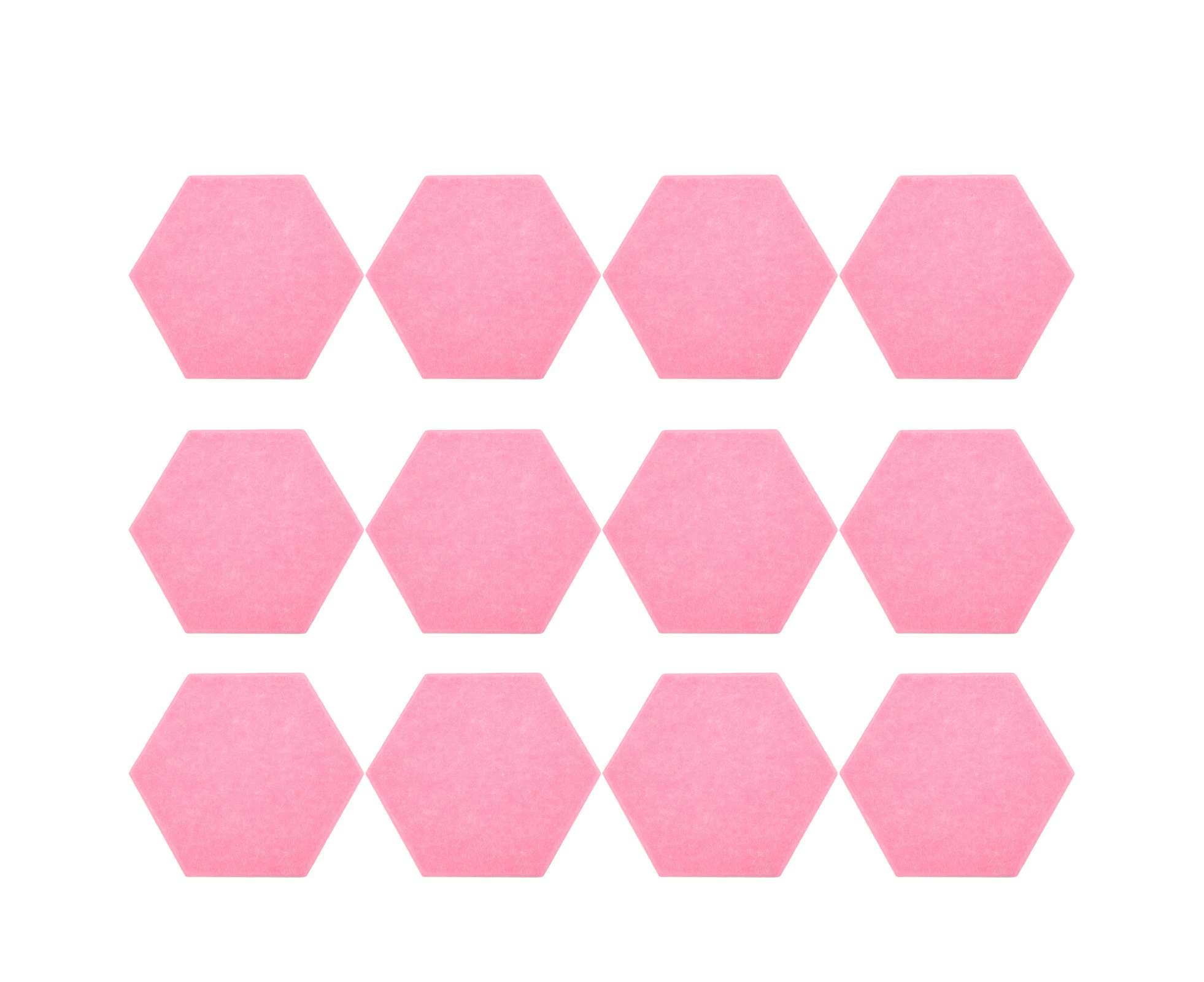 12Pcs Sound Absorption Board Hex Adhesive Acoustic Panels Wedges Wall Soundproof EnclosurePink