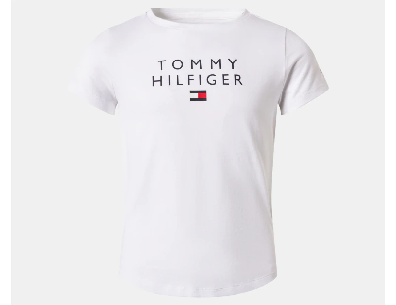 Tommy Hilfiger Girls' Stacked Short Sleeve Tee / T-Shirt / Tshirt - Optic White