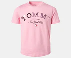 Tommy Hilfiger Girls Tommy Logo Short Sleeve Tee / T-Shirt / Tshirt - New Rose