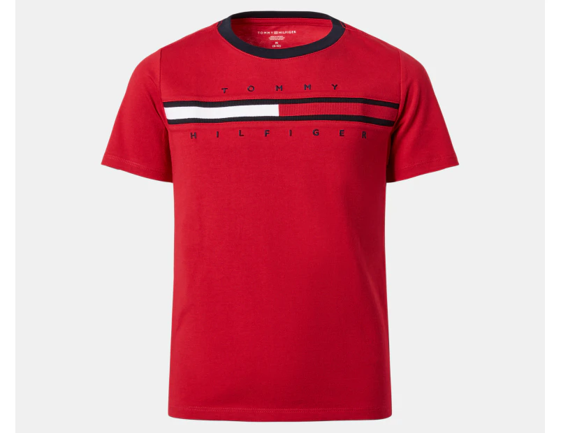 Tommy Hilfiger Boys' Tino Fashion Short Sleeve Tee / T-Shirt / Tshirt - Primary Red