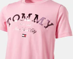 Tommy Hilfiger Girls Tommy Logo Short Sleeve Tee / T-Shirt / Tshirt - New Rose