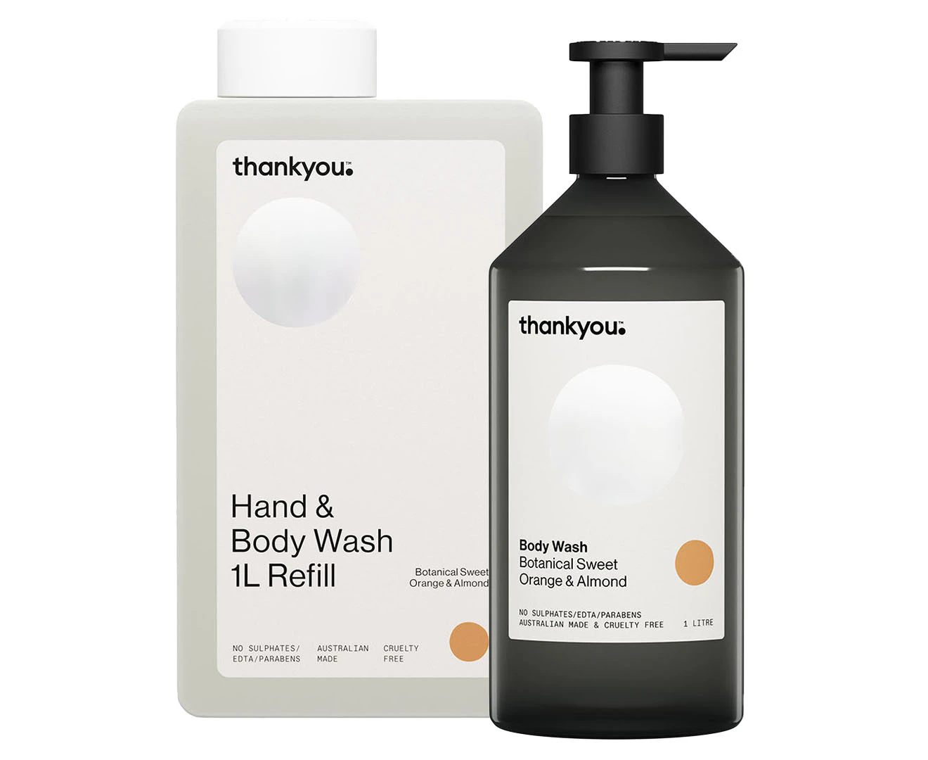 Thankyou. Body Wash & Refill Botanical Sweet Orange & Almond