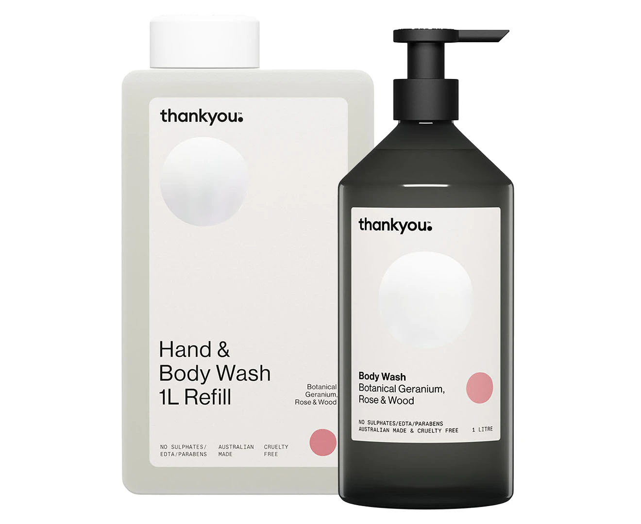 Thankyou. Body Wash & Refill Botanical Geranium, Rose & Wood