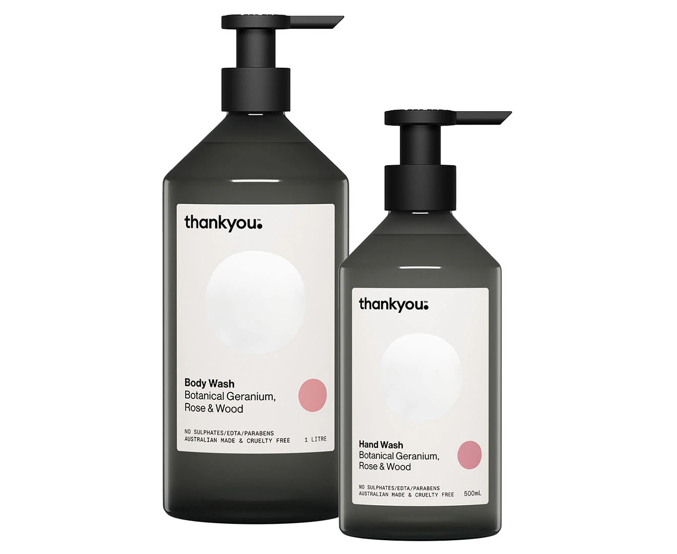 Thankyou. Hand & Body Wash Duo Botanical Geranium, Rose & Wood