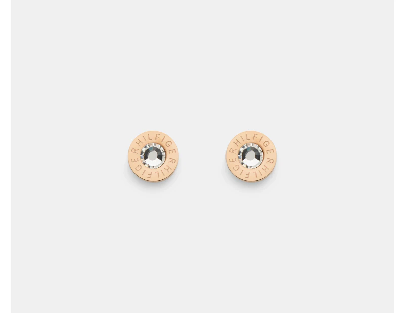 Tommy Hilfiger Branded Stone Pendant Stud Earrings - Rose Gold