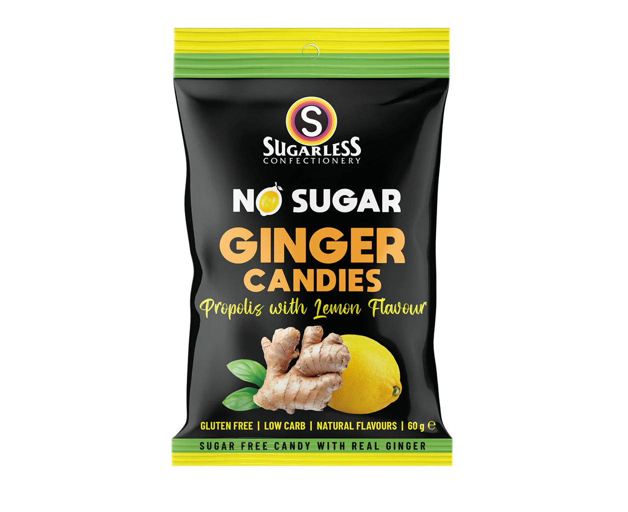 Sugarless Ginger with Lemon  Flav Candies 60g