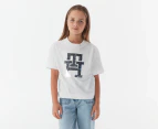 Tommy Hilfiger Girls' Monogram Sequins Short Sleeve Tee / T-Shirt / Tshirt - White