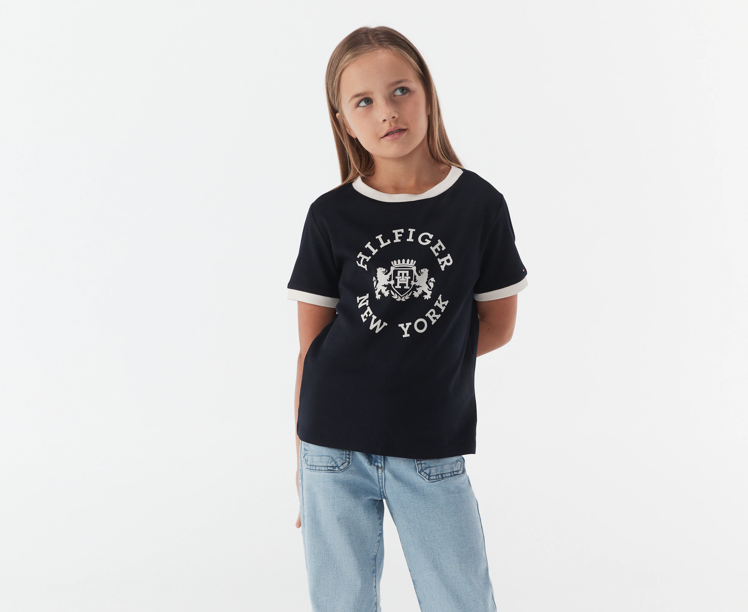 Tommy Hilfiger Girls' Hilfiger Crest Tee / T-Shirt / Tshirt - Desert Sky