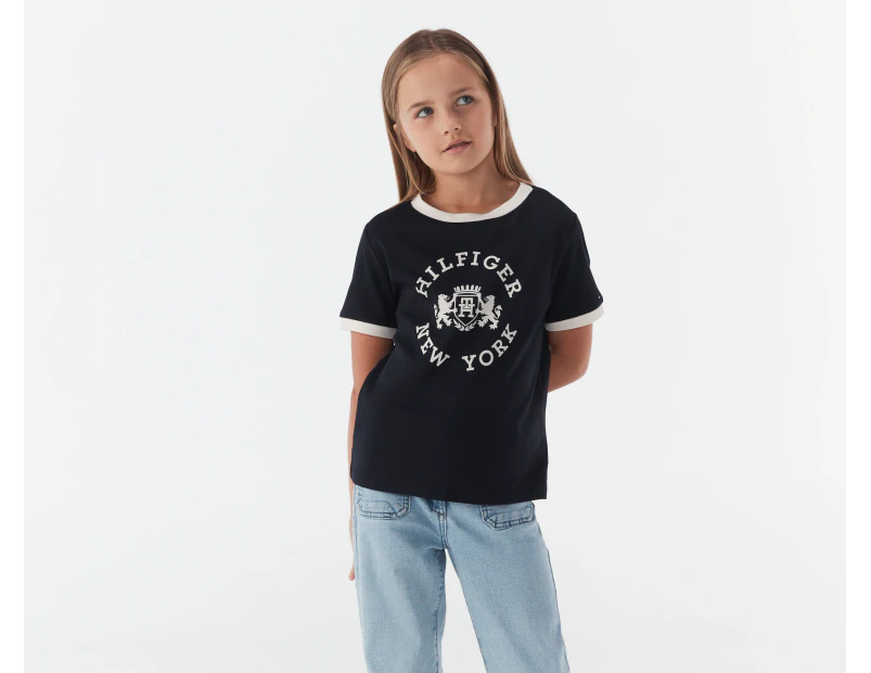 Tommy Hilfiger Girls' Hilfiger Crest Tee / T-Shirt / Tshirt - Desert Sky