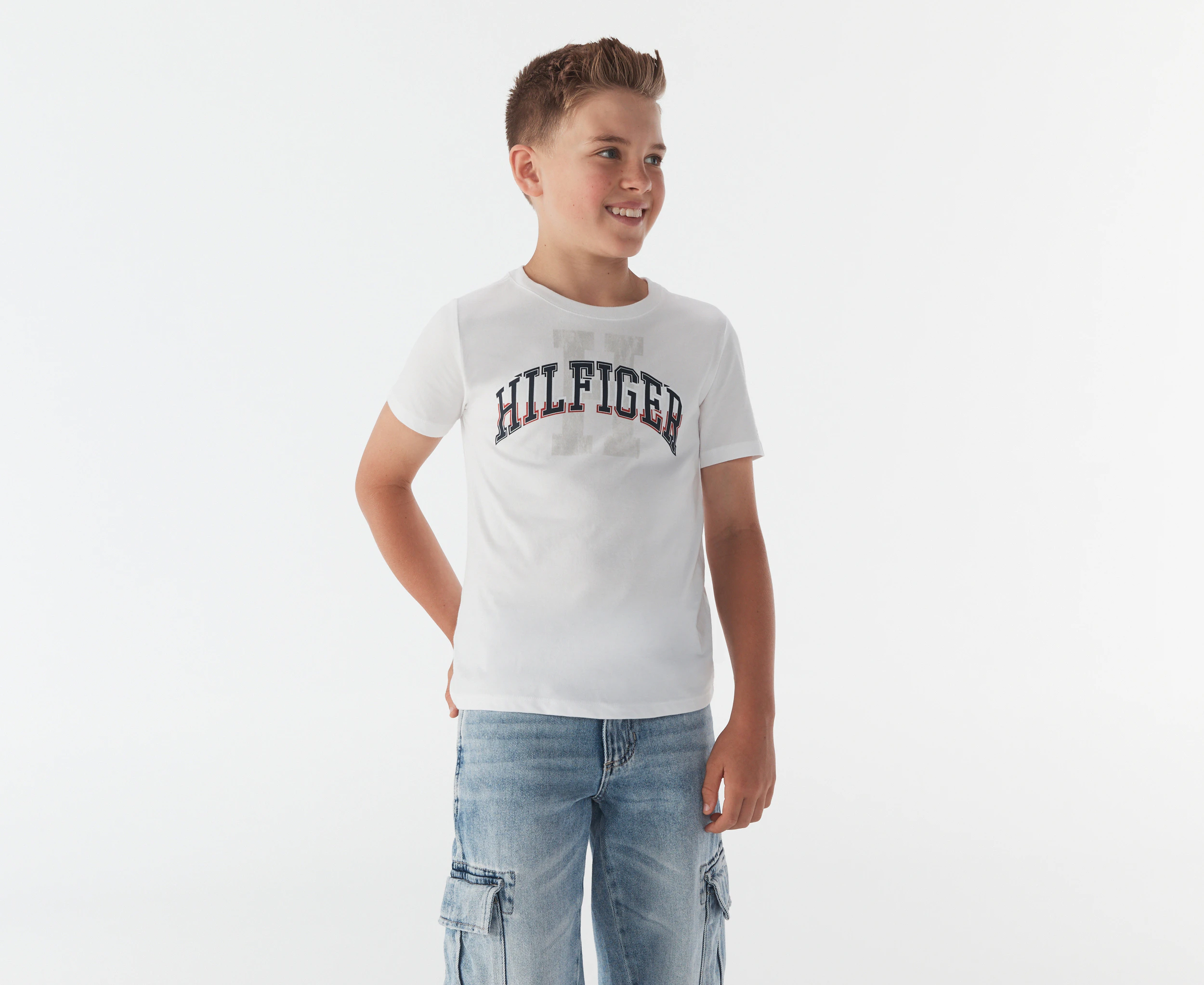 Tommy Hilfiger Boys' Frederick Short Sleeve Tee / T-Shirt / Tshirt - Optic White