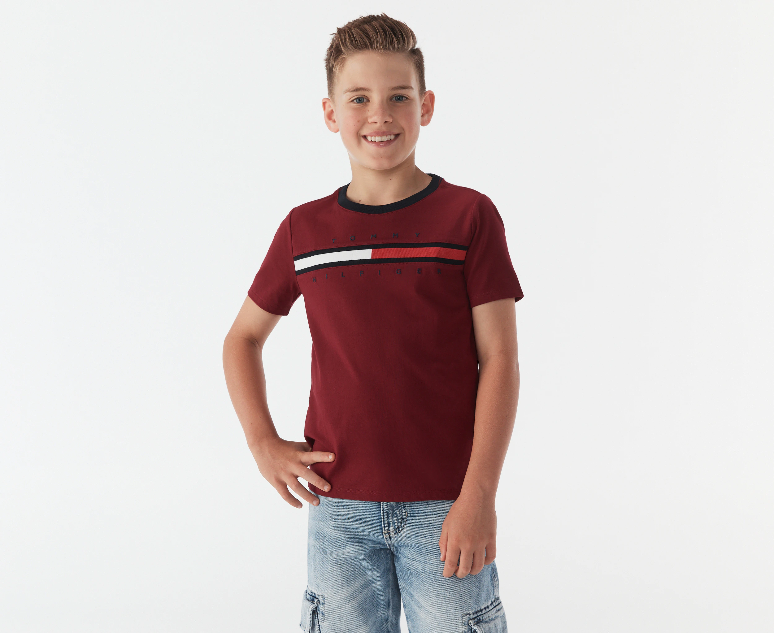 Tommy Hilfiger Boys' Tino Fashion Short Sleeve Tee / T-Shirt / Tshirt - Rouge