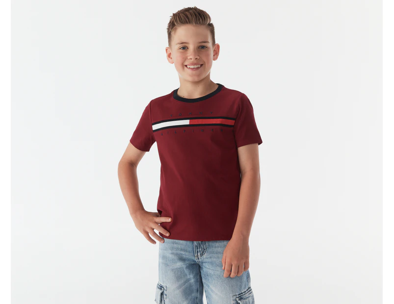 Tommy Hilfiger Boys' Tino Fashion Short Sleeve Tee / T-Shirt / Tshirt - Rouge