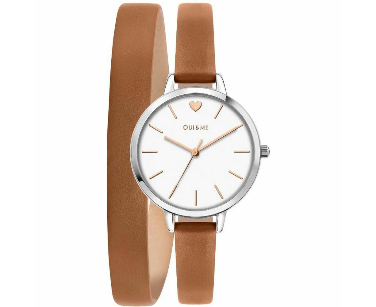 Oui & Me Petite Amourette White Dial Leather Strap Quartz Women's Watch