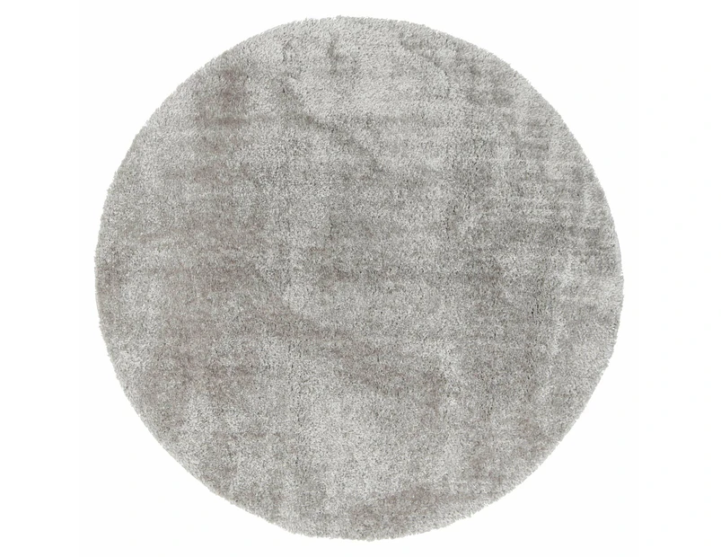 Puffy Soft Shaggy Round Rug Grey 160x160 cm Round