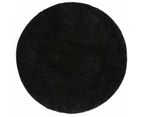 Puffy Soft Shaggy Round Rug Black 160x160 cm Round