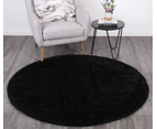 Puffy Soft Shaggy Round Rug Black 160x160 cm Round