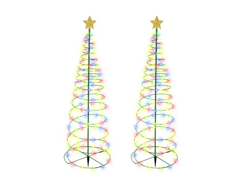 2pcs Solar Powered LED Christmas Tree Stake Light Outdoor Yard Garden Pathway Lights