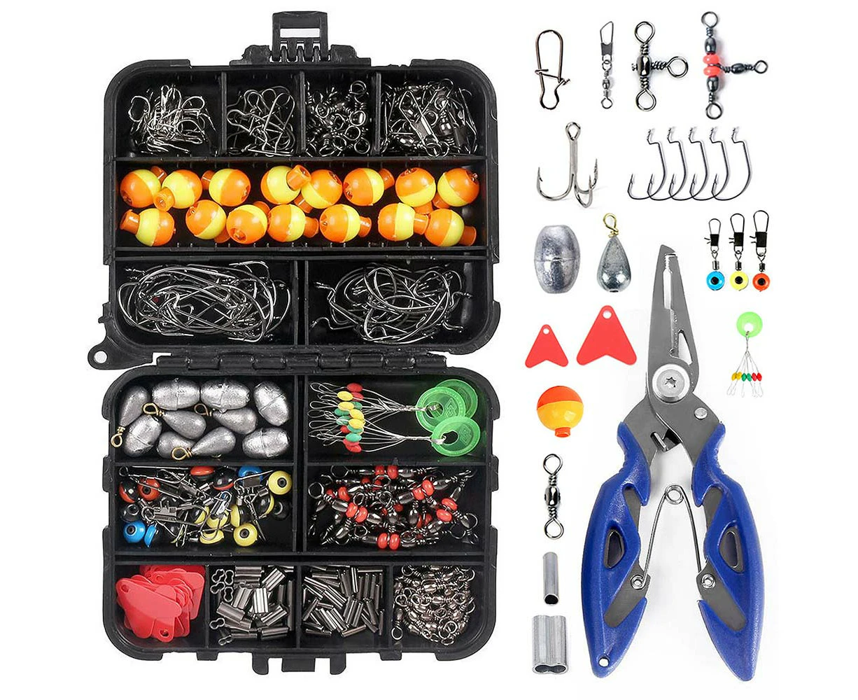 263pcs Fishing Accessories Set With Tackle Box Including Plier Jig Hooks