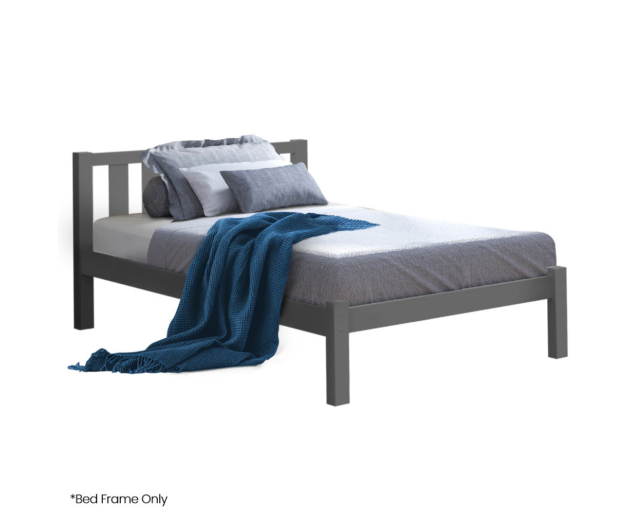 Kingston Slumber King Single Wooden Timber Bed Frame, Grey