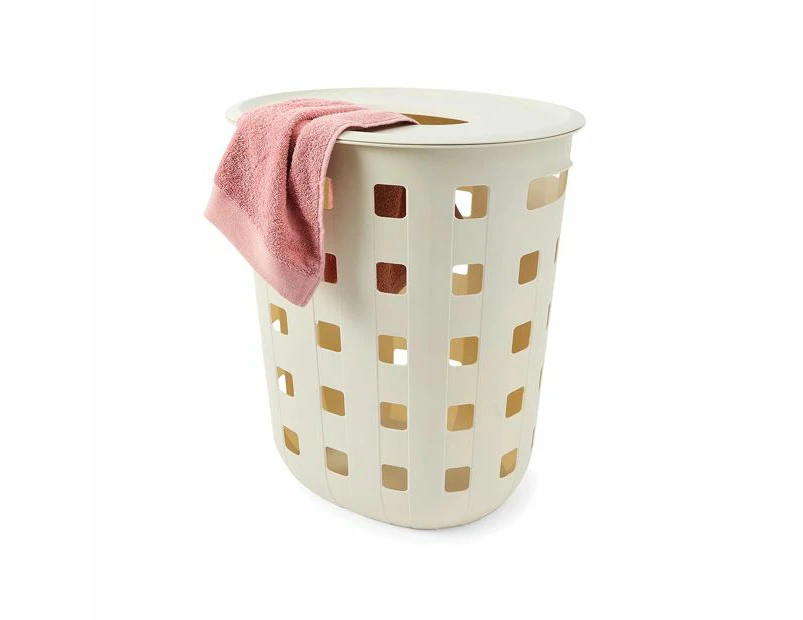 80L Trellis Laundry Hamper, Beige - Anko