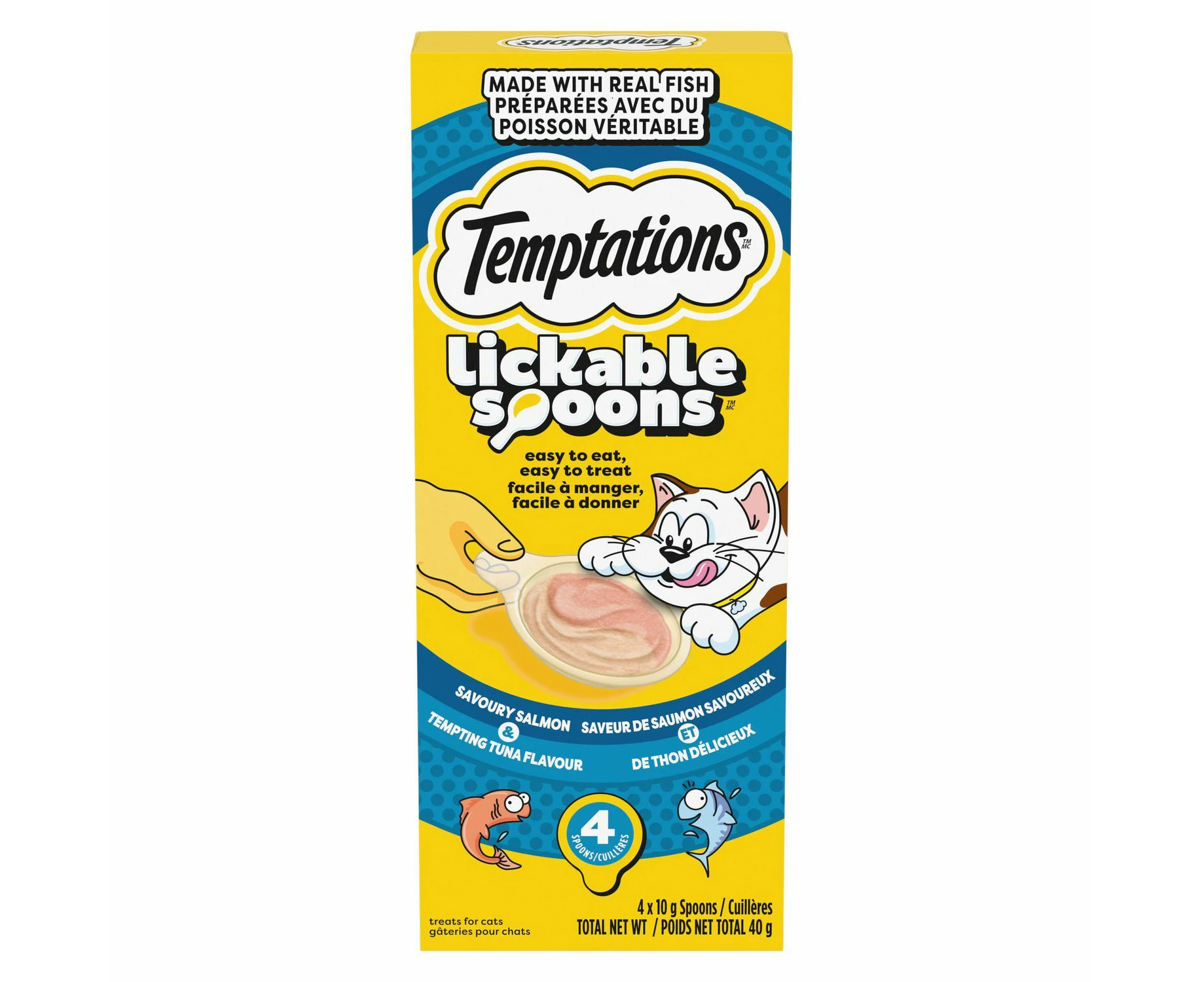 Temptations Lickable Spoons Cat Treats Savoury Salmon & Tempting Tuna 4 x 10g