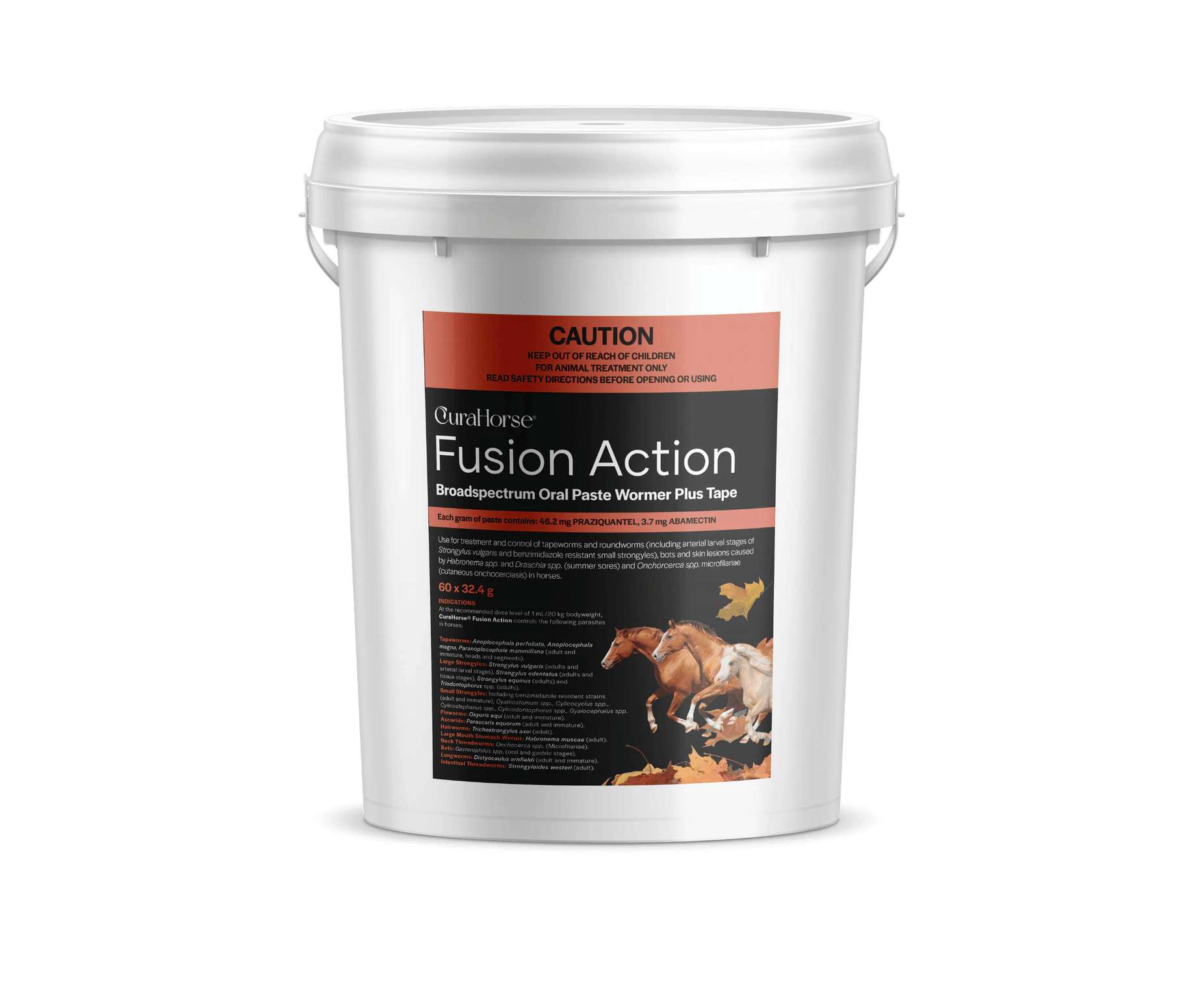 EquaCare CuraHorse Fusion Action Oral Paste Wormer for Horses Bucket 60 x 32.4g