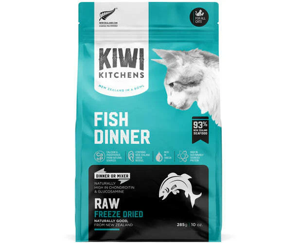 Kiwi Kitchens Raw Freeze Dried Dry Cat Food Fish Dinner 285g