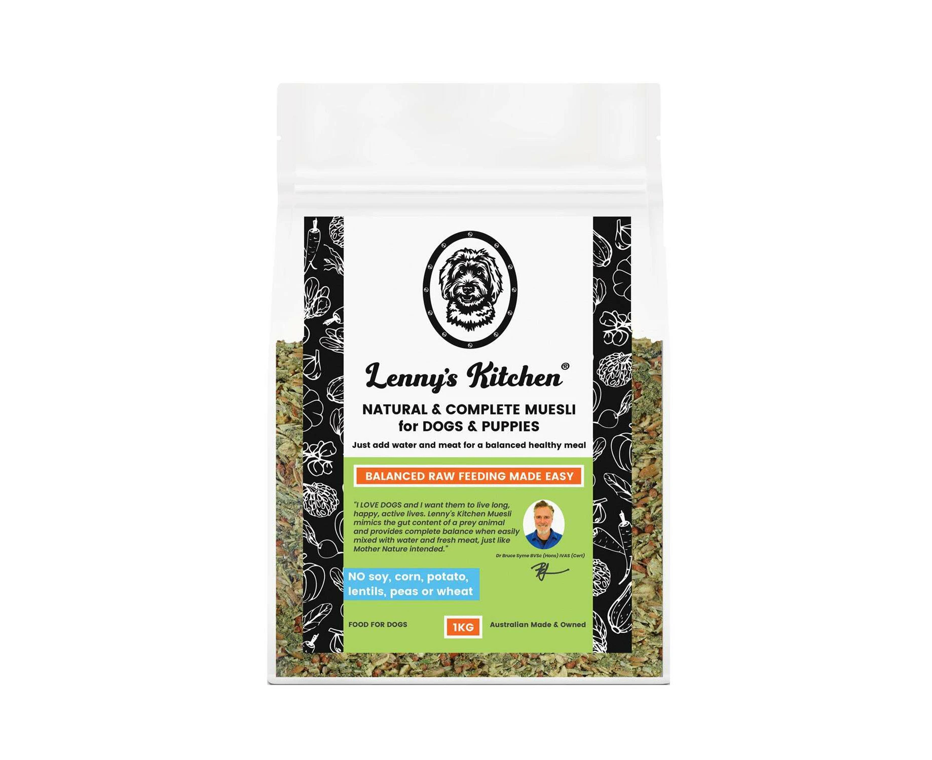 Lennys Kitchen Natural & Complete Muesli Feed for Dogs & Puppies 1kg